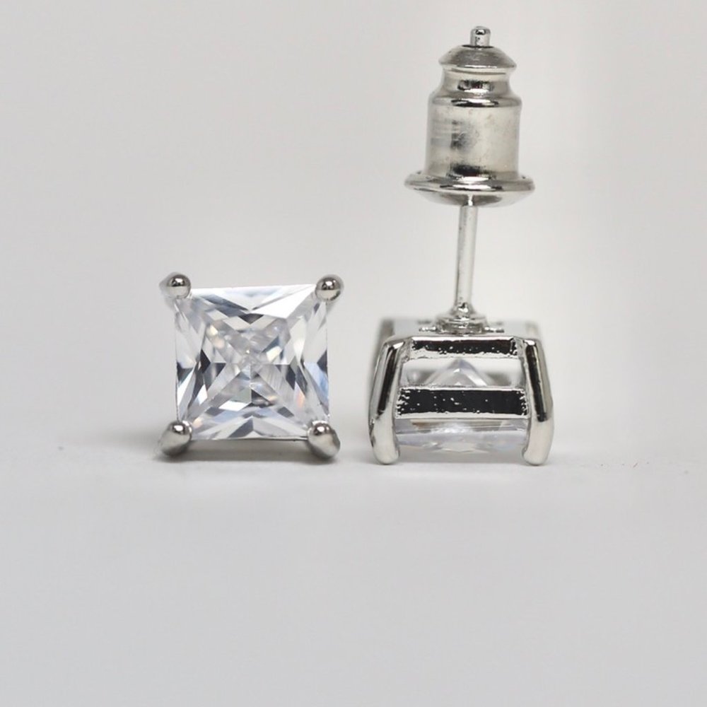 18k Gold Dipped White Topaz Princess Cut - Picture 6 of 9
